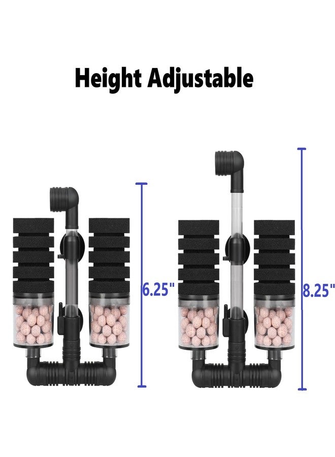 AQUANEAT Aquarium Air Powered Sponge Filter with Ceramic Media Balls, for Betta Fry Shrimp Fish Tank, with 2 Spare Sponges, Small - Image 3